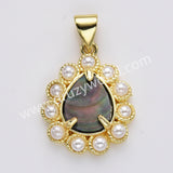 Gold Plated Claw Teardrop Natural Stone Pearl Pendant Bead, For Jewelry Making WX2259