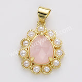 Gold Plated Claw Teardrop Natural Stone Pearl Pendant Bead, For Jewelry Making WX2259