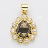 Gold Plated Claw Teardrop Natural Stone Pearl Pendant Bead, For Jewelry Making WX2259