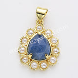 Gold Plated Claw Teardrop Natural Stone Pearl Pendant Bead, For Jewelry Making WX2259