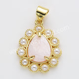 Gold Plated Claw Teardrop Natural Stone Pearl Pendant Bead, For Jewelry Making WX2259