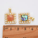 Gold Plated Claw Square Natural Stone Pearl Pendant Bead, For Jewelry Making WX2260