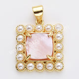 Gold Plated Claw Square Natural Stone Pearl Pendant Bead, For Jewelry Making WX2260