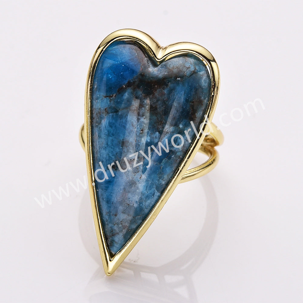 apatite crystal long heart ring