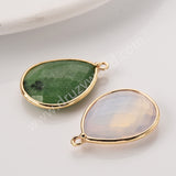 Big Teardrop Colorful Gemstone Faceted Charms, Gold Plated Natural Stone DIY Jewelry Pendant WX2267
