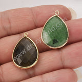 Big Teardrop Colorful Gemstone Faceted Charms, Gold Plated Natural Stone DIY Jewelry Pendant WX2267