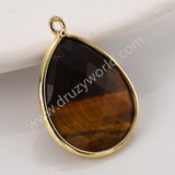 Big Teardrop Colorful Gemstone Faceted Charms, Gold Plated Natural Stone DIY Jewelry Pendant WX2267