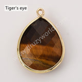 Big Teardrop Colorful Gemstone Faceted Charms, Gold Plated Natural Stone DIY Jewelry Pendant WX2267