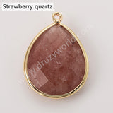 Big Teardrop Colorful Gemstone Faceted Charms, Gold Plated Natural Stone DIY Jewelry Pendant WX2267