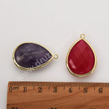 Gold Plated Multi Natural Stones Drop Charm Pendants, Gemstone DIY Jewelry Pendant WX2268