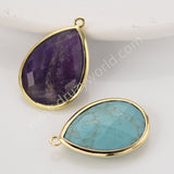 Gold Plated Multi Natural Stones Drop Charm Pendants, Gemstone DIY Jewelry Pendant WX2268