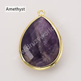 Gold Plated Multi Natural Stones Drop Charm Pendants, Gemstone DIY Jewelry Pendant WX2268