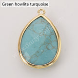 Gold Plated Multi Natural Stones Drop Charm Pendants, Gemstone DIY Jewelry Pendant WX2268