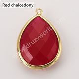 Gold Plated Multi Natural Stones Drop Charm Pendants, Gemstone DIY Jewelry Pendant WX2268