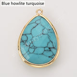 Gold Plated Multi Natural Stones Drop Charm Pendants, Gemstone DIY Jewelry Pendant WX2268