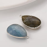 Silver Plated Drop Multi Natural Stones Charm Pendant, DIY Jewelry Gemstone Charm WX2269