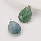 Silver Plated Drop Multi Natural Stones Charm Pendant, DIY Jewelry Gemstone Charm WX2269
