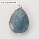 Silver Plated Drop Multi Natural Stones Charm Pendant, DIY Jewelry Gemstone Charm WX2269