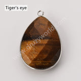 Silver Plated Drop Multi Natural Stones Charm Pendant, DIY Jewelry Gemstone Charm WX2269