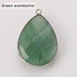 Silver Plated Drop Multi Natural Stones Charm Pendant, DIY Jewelry Gemstone Charm WX2269