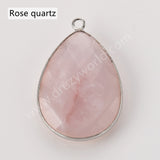 Silver Plated Drop Multi Natural Stones Charm Pendant, DIY Jewelry Gemstone Charm WX2269