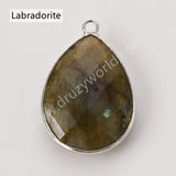 Silver Plated Drop Multi Natural Stones Charm Pendant, DIY Jewelry Gemstone Charm WX2269