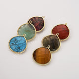 Plump Water Droplet Multi Stones Charm Pendant, Gold Plated Gemstone DIY Jewelry Charms WX2270