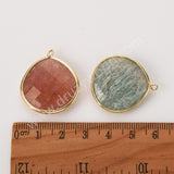 Plump Water Droplet Multi Stones Charm Pendant, Gold Plated Gemstone DIY Jewelry Charms WX2270