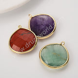 Plump Water Droplet Multi Stones Charm Pendant, Gold Plated Gemstone DIY Jewelry Charms WX2270