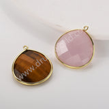 Plump Water Droplet Multi Stones Charm Pendant, Gold Plated Gemstone DIY Jewelry Charms WX2270