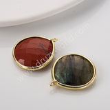 Plump Water Droplet Multi Stones Charm Pendant, Gold Plated Gemstone DIY Jewelry Charms WX2270
