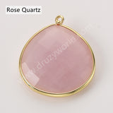 Plump Water Droplet Multi Stones Charm Pendant, Gold Plated Gemstone DIY Jewelry Charms WX2270