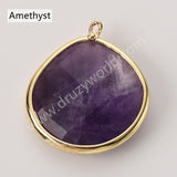 Plump Water Droplet Multi Stones Charm Pendant, Gold Plated Gemstone DIY Jewelry Charms WX2270