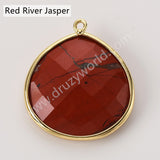 Plump Water Droplet Multi Stones Charm Pendant, Gold Plated Gemstone DIY Jewelry Charms WX2270