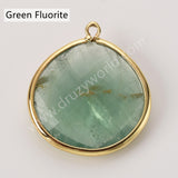 Plump Water Droplet Multi Stones Charm Pendant, Gold Plated Gemstone DIY Jewelry Charms WX2270