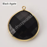 Plump Water Droplet Multi Stones Charm Pendant, Gold Plated Gemstone DIY Jewelry Charms WX2270