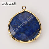 Plump Water Droplet Multi Stones Charm Pendant, Gold Plated Gemstone DIY Jewelry Charms WX2270