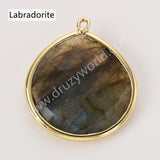Plump Water Droplet Multi Stones Charm Pendant, Gold Plated Gemstone DIY Jewelry Charms WX2270