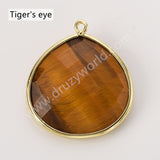 Plump Water Droplet Multi Stones Charm Pendant, Gold Plated Gemstone DIY Jewelry Charms WX2270