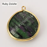 Plump Water Droplet Multi Stones Charm Pendant, Gold Plated Gemstone DIY Jewelry Charms WX2270