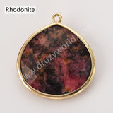 Plump Water Droplet Multi Stones Charm Pendant, Gold Plated Gemstone DIY Jewelry Charms WX2270
