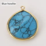 Plump Water Droplet Multi Stones Charm Pendant, Gold Plated Gemstone DIY Jewelry Charms WX2270