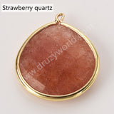 Plump Water Droplet Multi Stones Charm Pendant, Gold Plated Gemstone DIY Jewelry Charms WX2270