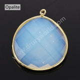 Plump Water Droplet Multi Stones Charm Pendant, Gold Plated Gemstone DIY Jewelry Charms WX2270