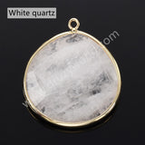 Plump Water Droplet Multi Stones Charm Pendant, Gold Plated Gemstone DIY Jewelry Charms WX2270