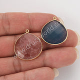 Gold Plated Teardrop Multi Stones Charms, Natural Crystal Gemstone DIY Jewelry Pendant WX2271