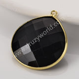 Gold Plated Teardrop Multi Stones Charms, Natural Crystal Gemstone DIY Jewelry Pendant WX2271