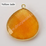 Gold Plated Teardrop Multi Stones Charms, Natural Crystal Gemstone DIY Jewelry Pendant WX2271