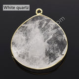 Gold Plated Teardrop Multi Stones Charms, Natural Crystal Gemstone DIY Jewelry Pendant WX2271