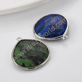 Silver Plated Multi Natural Stones Teardrop Charms Pendant, DIY Jewelry Making WX2272